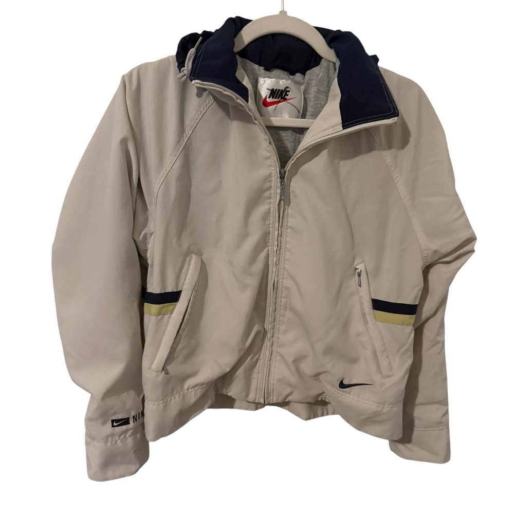 Nike F8 FGE Vintage Women's 90's Full Zip Track Hooded Windrunner Jacket Cream